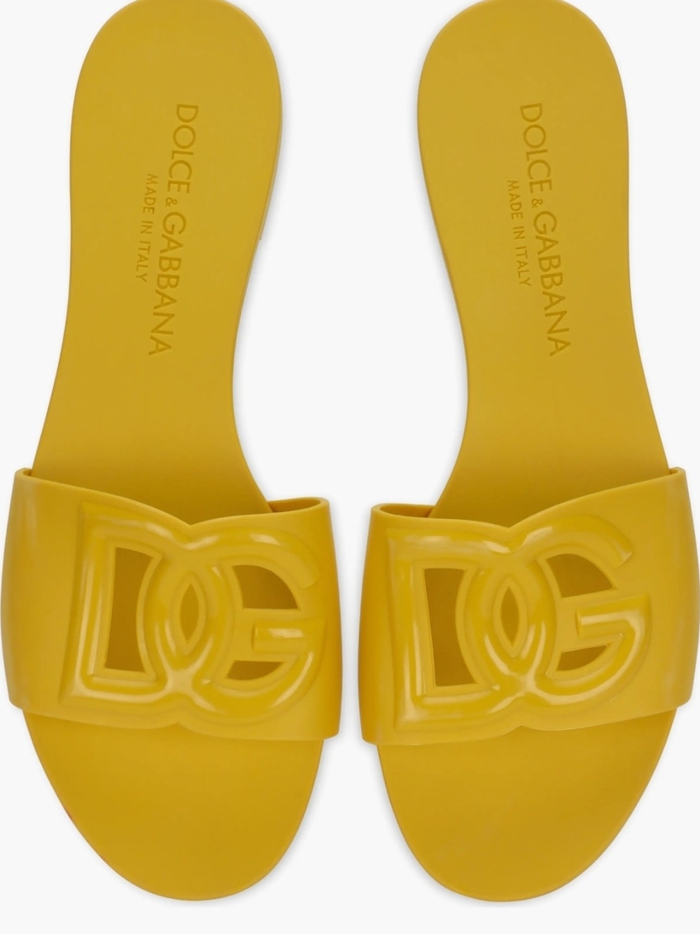 Dolce & Gabbana Bright Yellow DG Logo Slide Sandals